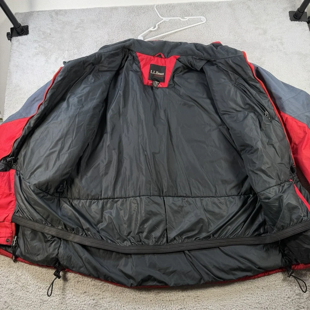 LL Bean Jacket Mens 2XL Red Grey Gore Tex Waterproof Hooded Outdoor Coat